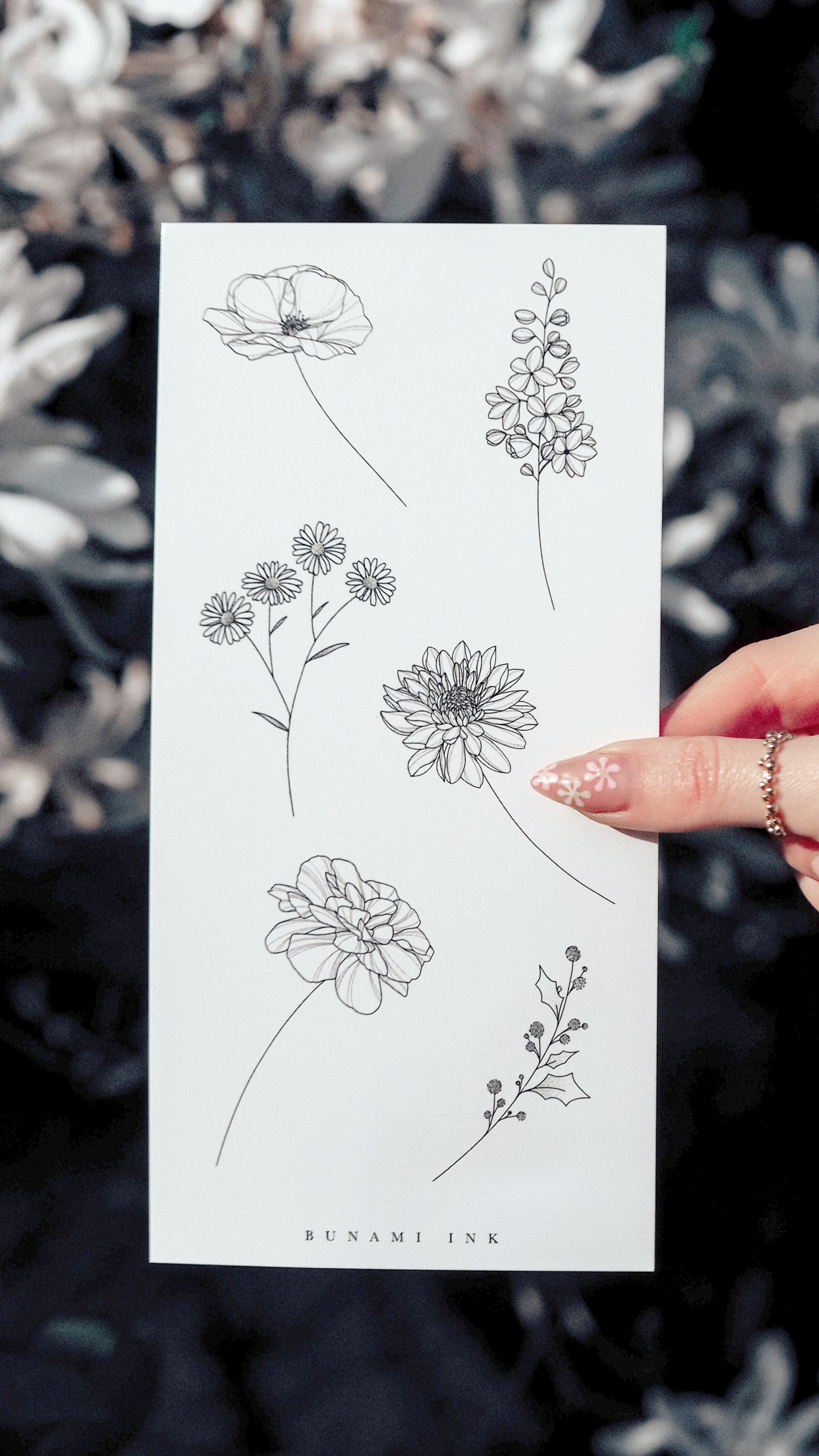 All birthflowers in one set (4×), temporary tattoos
