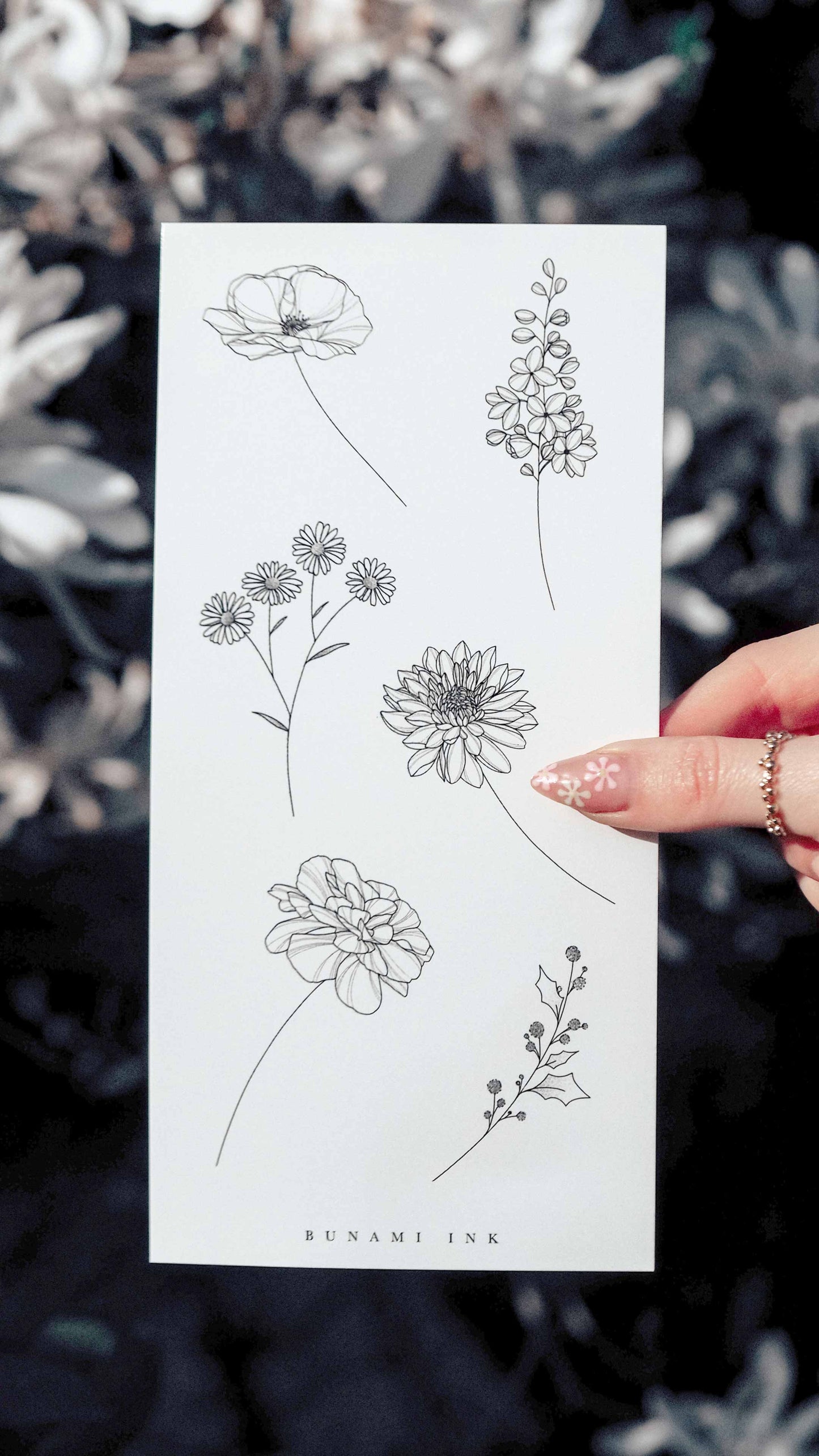 Birthflowers full year set, temporary tattoos