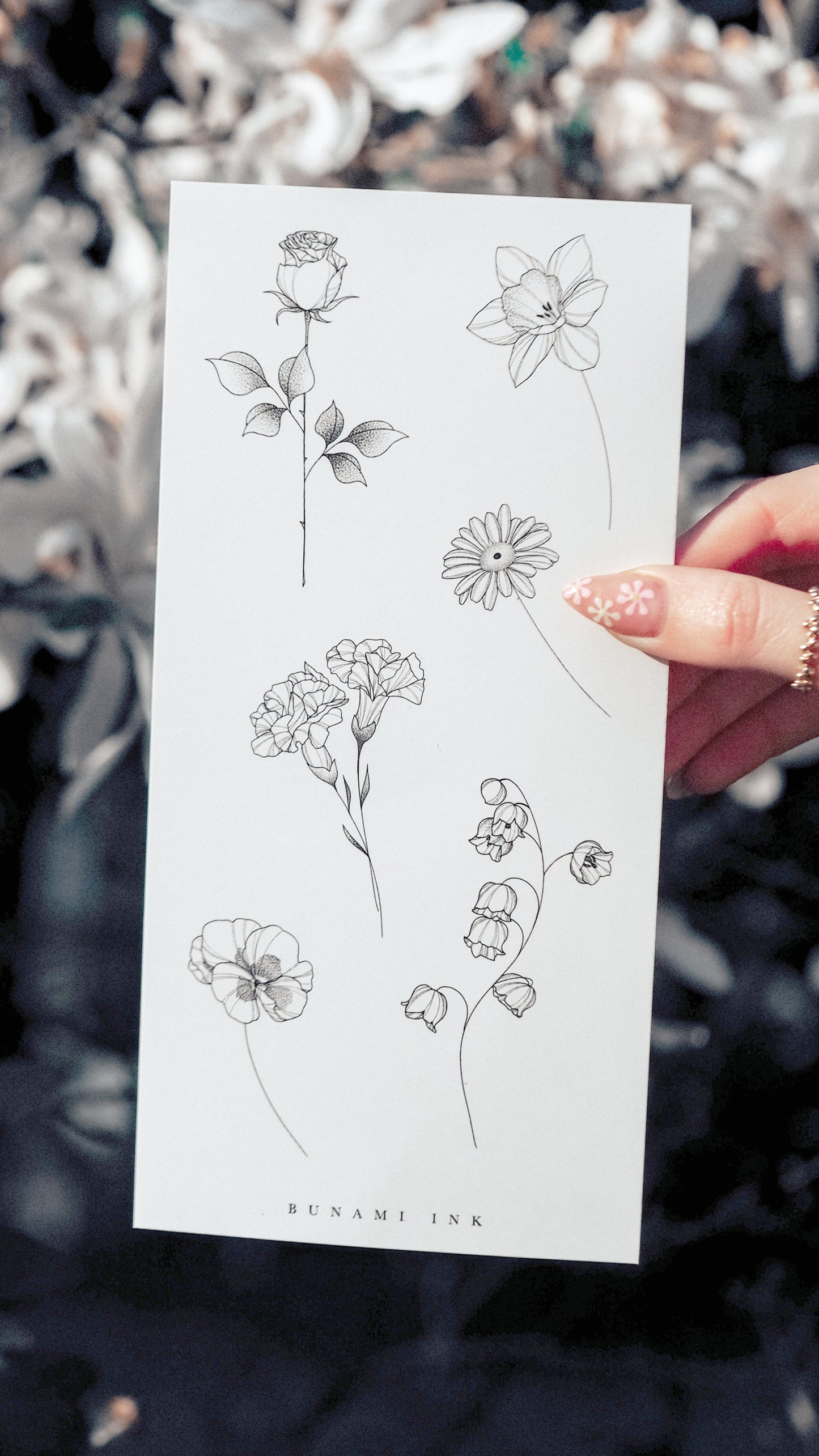 All birthflowers in one set (4×), temporary tattoos