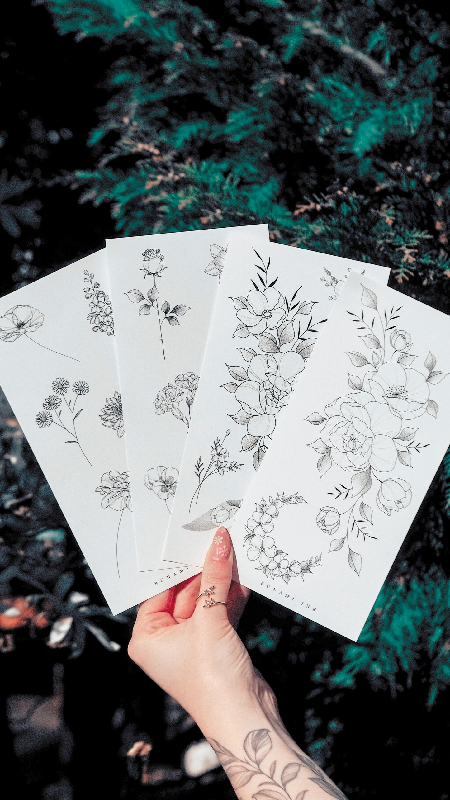Botanical set, temporary tattoos